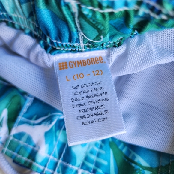 Gymboree Boys Bathing Suit Swim Trunks Sharks Blue Green White Size L (10-12) - Picture 7 of 12